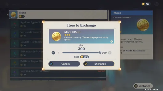 Farming Mora Genshin Impact